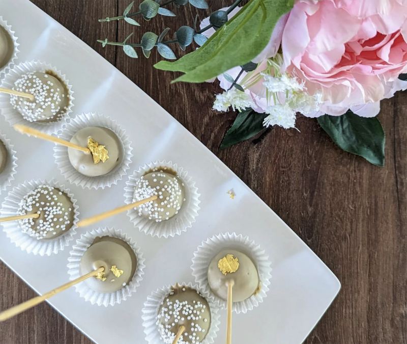 Création de popcakes au chocolat blanc pour une baby shower à la Rochette (77)