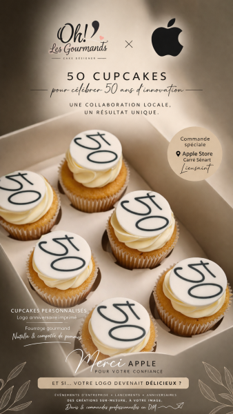 Création de cupcakes 100% sur mesure pour les 50 ans de APPLE à LIEUSAINT (77)