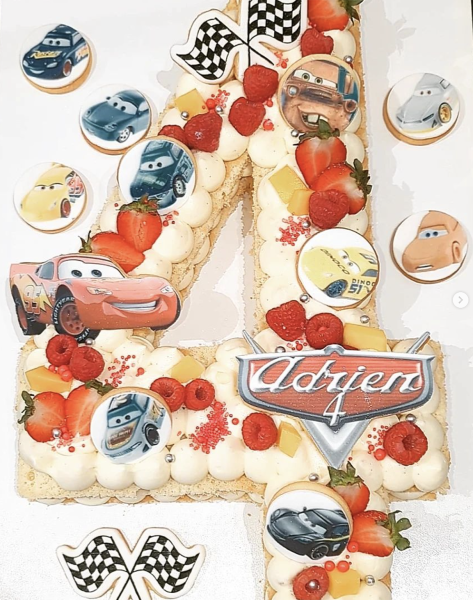 Création d'un number cake sur le thème de Cars pour un petit garçon de 4 ans à Rubelles (77)